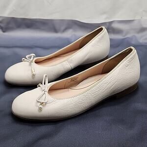 ARA STYLE:SCOUT FLAT LEATHER CREAM CALF SLIM BOW WOMAN 5.0 BALLET FLATS🐶NWOB🐶